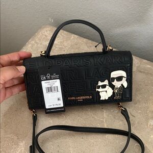 Karl Lagerfeld Black MERIBEL WALLET WITH CROSS BODY STRAP